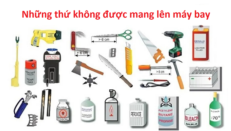 Quy định những thứ không được mang lên máy bay 2025 mới nhất