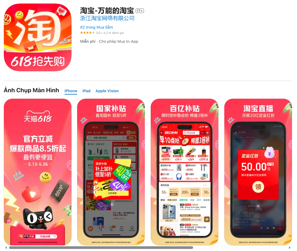 app mua hàng Trung Quốc